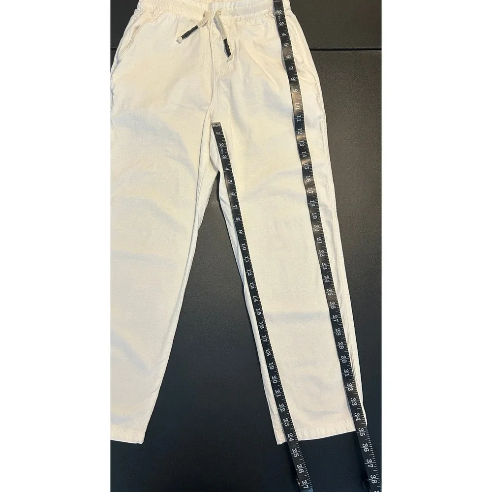 Portrait Menswear White Cotton Drawstring Beach Pants Mens Size 30 1512